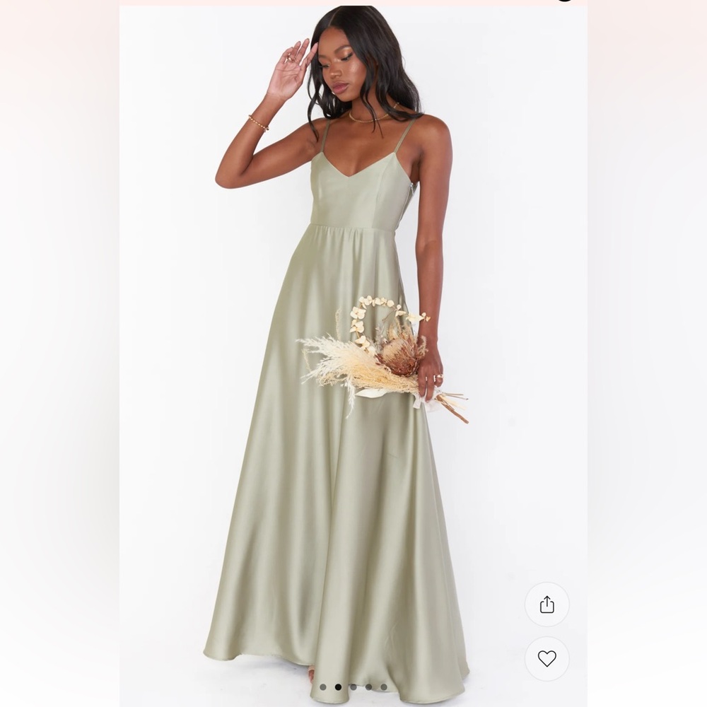 Satin V-Neck Maxi Dress in Sage Green